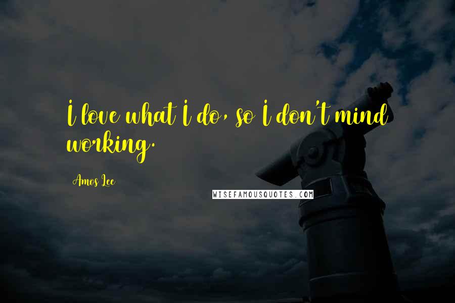 Amos Lee Quotes: I love what I do, so I don't mind working.