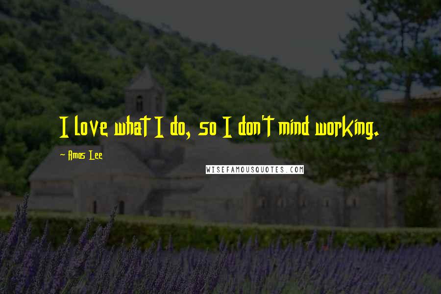 Amos Lee Quotes: I love what I do, so I don't mind working.