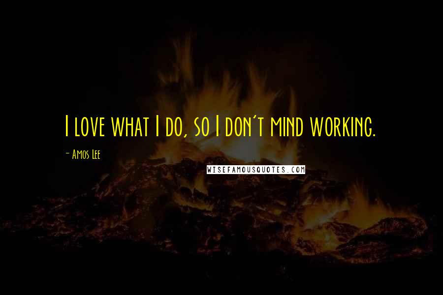 Amos Lee Quotes: I love what I do, so I don't mind working.