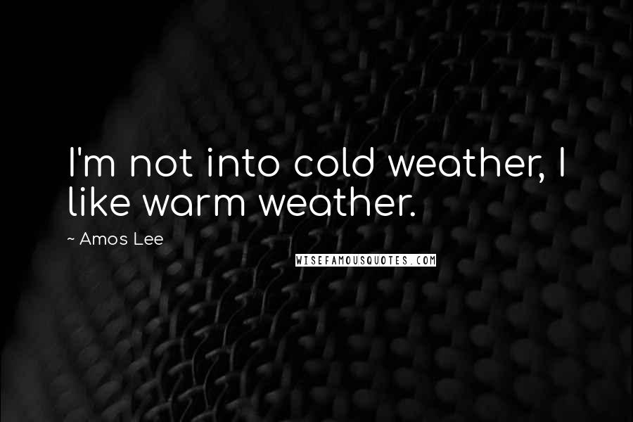 Amos Lee Quotes: I'm not into cold weather, I like warm weather.