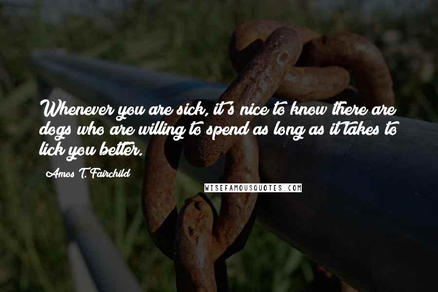 Amos T. Fairchild Quotes: Whenever you are sick, it's nice to know there are dogs who are willing to spend as long as it takes to lick you better.