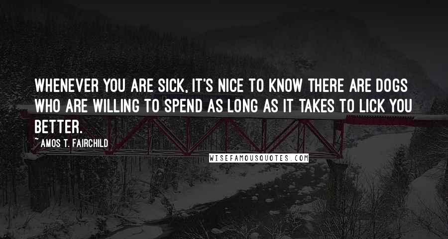 Amos T. Fairchild Quotes: Whenever you are sick, it's nice to know there are dogs who are willing to spend as long as it takes to lick you better.
