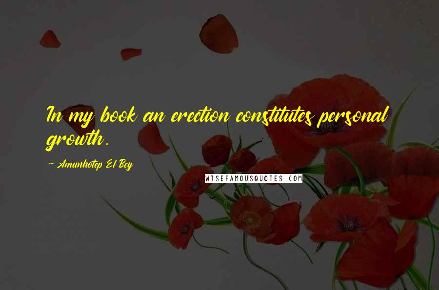 Amunhotep El Bey Quotes: In my book an erection constitutes personal growth.