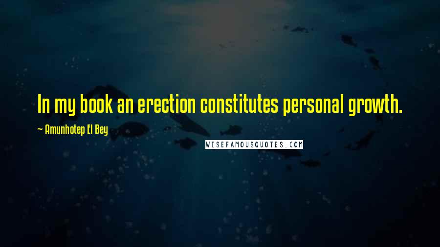 Amunhotep El Bey Quotes: In my book an erection constitutes personal growth.