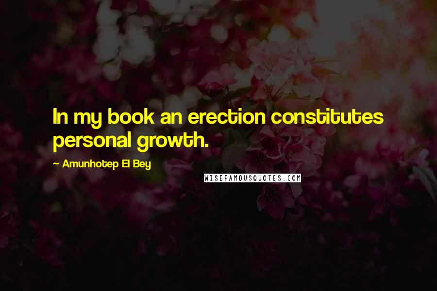 Amunhotep El Bey Quotes: In my book an erection constitutes personal growth.