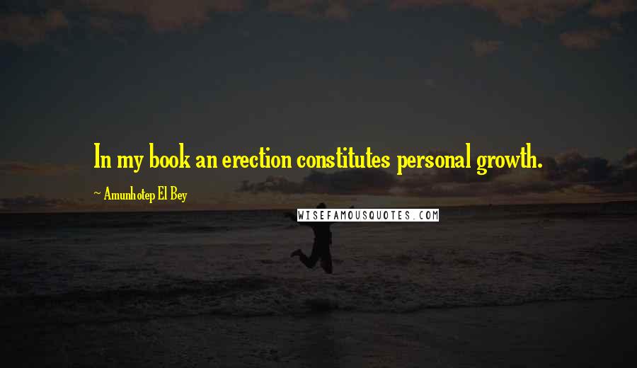 Amunhotep El Bey Quotes: In my book an erection constitutes personal growth.