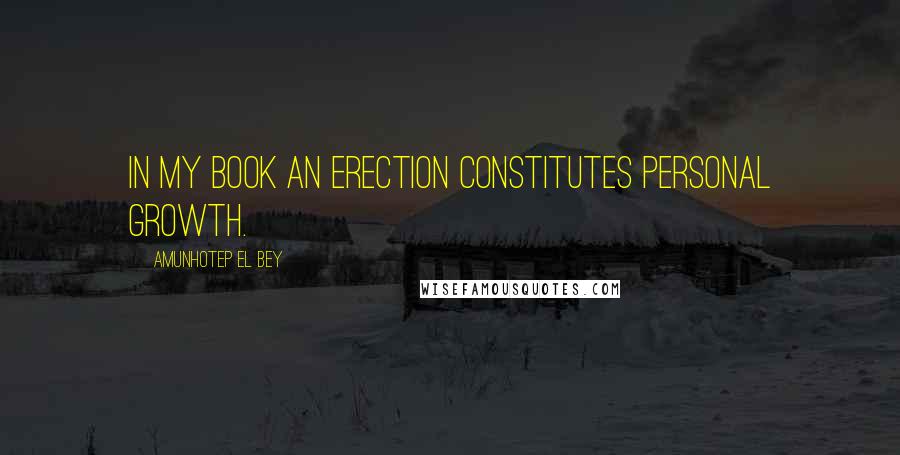 Amunhotep El Bey Quotes: In my book an erection constitutes personal growth.