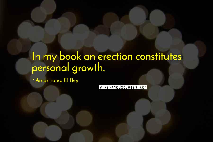 Amunhotep El Bey Quotes: In my book an erection constitutes personal growth.