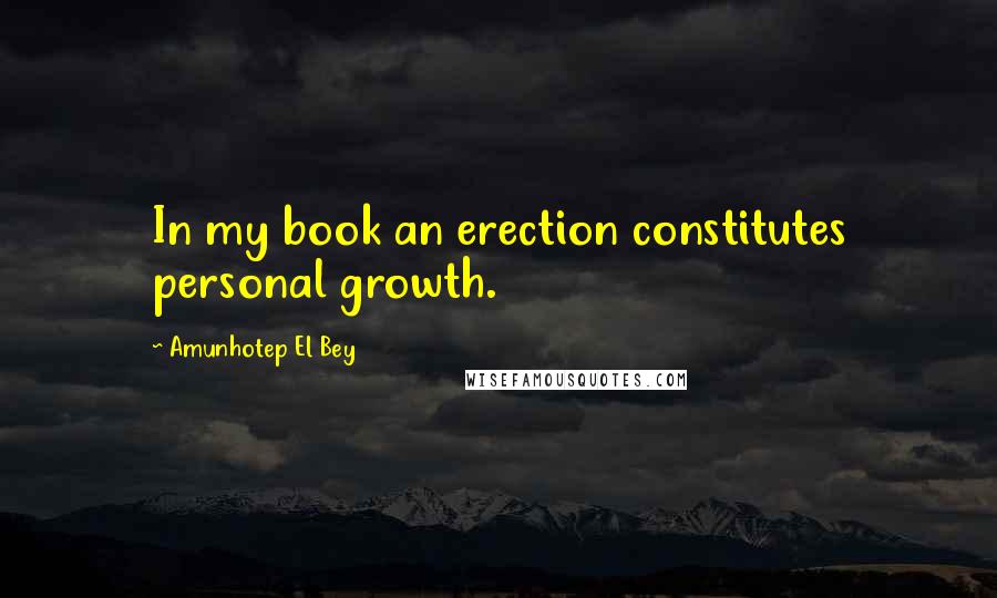 Amunhotep El Bey Quotes: In my book an erection constitutes personal growth.