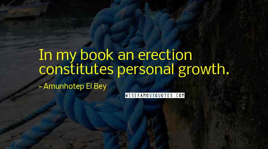 Amunhotep El Bey Quotes: In my book an erection constitutes personal growth.