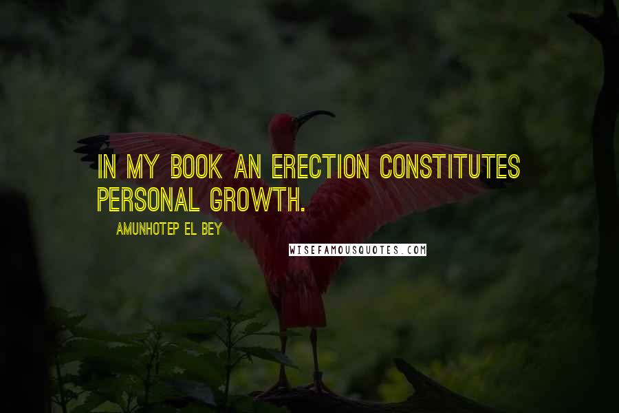 Amunhotep El Bey Quotes: In my book an erection constitutes personal growth.