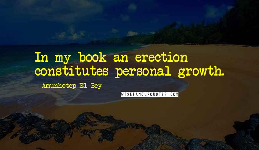 Amunhotep El Bey Quotes: In my book an erection constitutes personal growth.