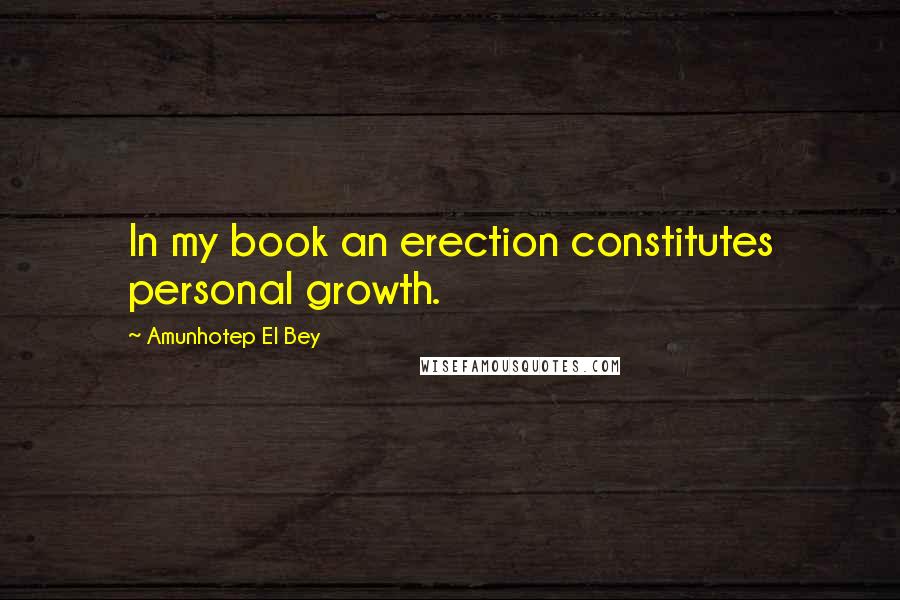 Amunhotep El Bey Quotes: In my book an erection constitutes personal growth.