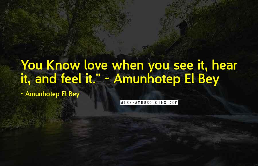 Amunhotep El Bey Quotes: You Know love when you see it, hear it, and feel it." ~ Amunhotep El Bey