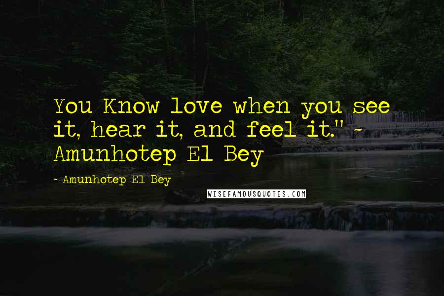 Amunhotep El Bey Quotes: You Know love when you see it, hear it, and feel it." ~ Amunhotep El Bey