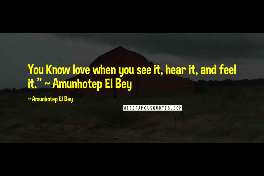 Amunhotep El Bey Quotes: You Know love when you see it, hear it, and feel it." ~ Amunhotep El Bey