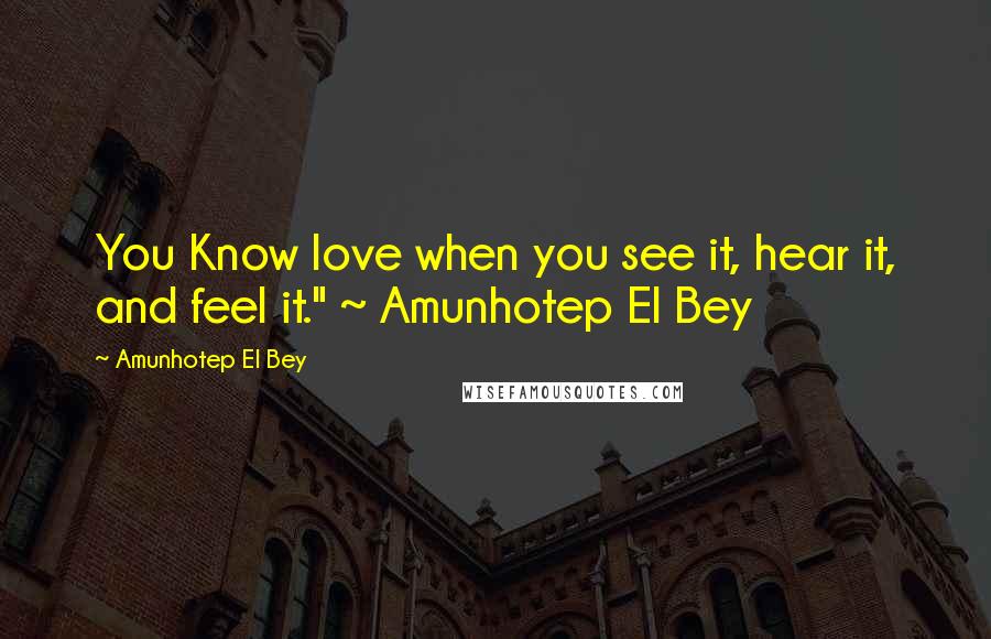 Amunhotep El Bey Quotes: You Know love when you see it, hear it, and feel it." ~ Amunhotep El Bey