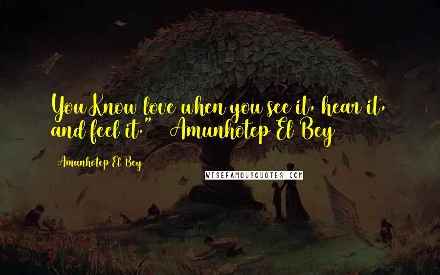 Amunhotep El Bey Quotes: You Know love when you see it, hear it, and feel it." ~ Amunhotep El Bey