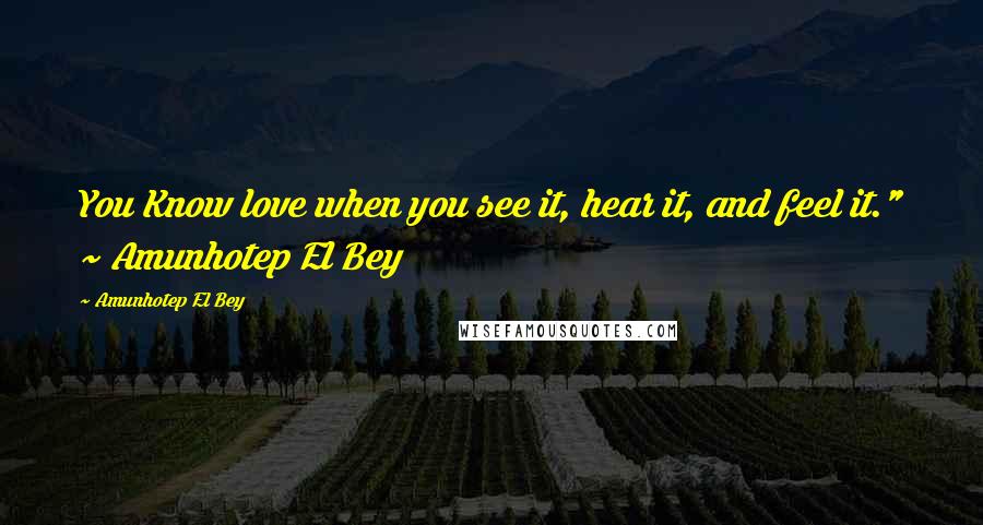 Amunhotep El Bey Quotes: You Know love when you see it, hear it, and feel it." ~ Amunhotep El Bey