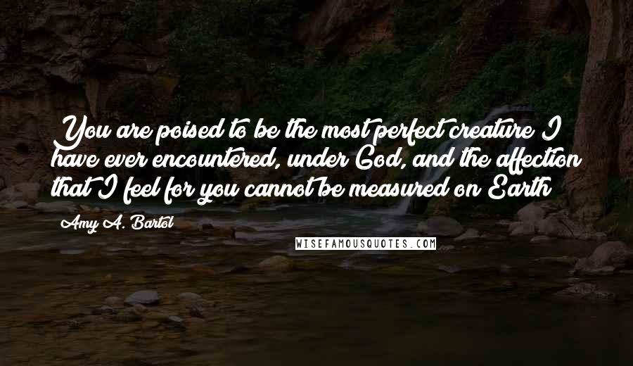 Amy A. Bartol Quotes: You are poised to be the most perfect creature I have ever encountered, under God, and the affection that I feel for you cannot be measured on Earth