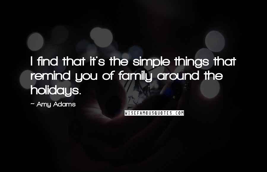 Amy Adams Quotes: I find that it's the simple things that remind you of family around the holidays.