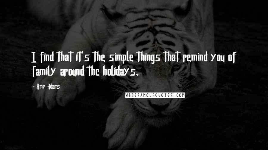 Amy Adams Quotes: I find that it's the simple things that remind you of family around the holidays.