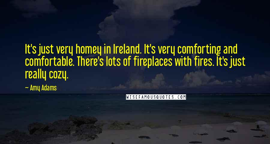 Amy Adams Quotes: It's just very homey in Ireland. It's very comforting and comfortable. There's lots of fireplaces with fires. It's just really cozy.