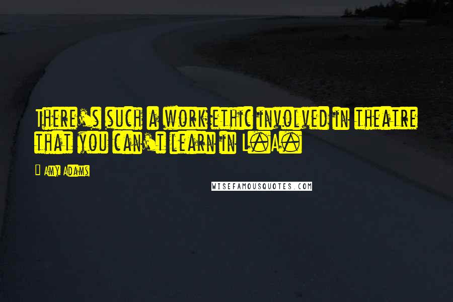 Amy Adams Quotes: There's such a work ethic involved in theatre that you can't learn in L.A.