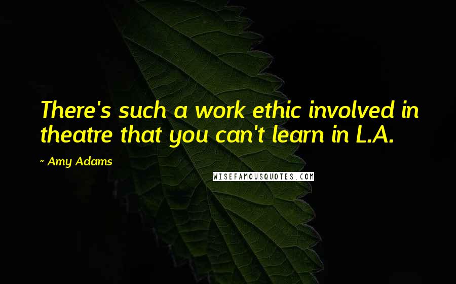 Amy Adams Quotes: There's such a work ethic involved in theatre that you can't learn in L.A.