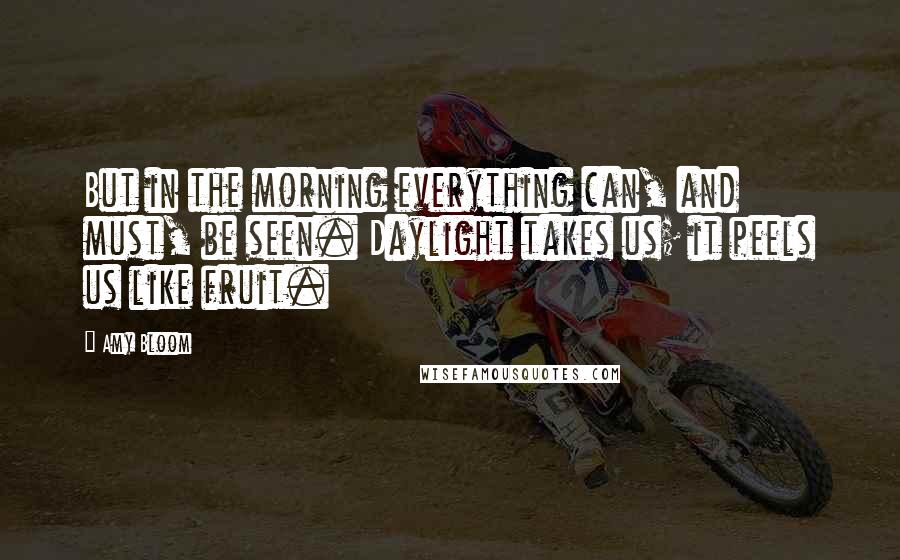 Amy Bloom Quotes: But in the morning everything can, and must, be seen. Daylight takes us; it peels us like fruit.