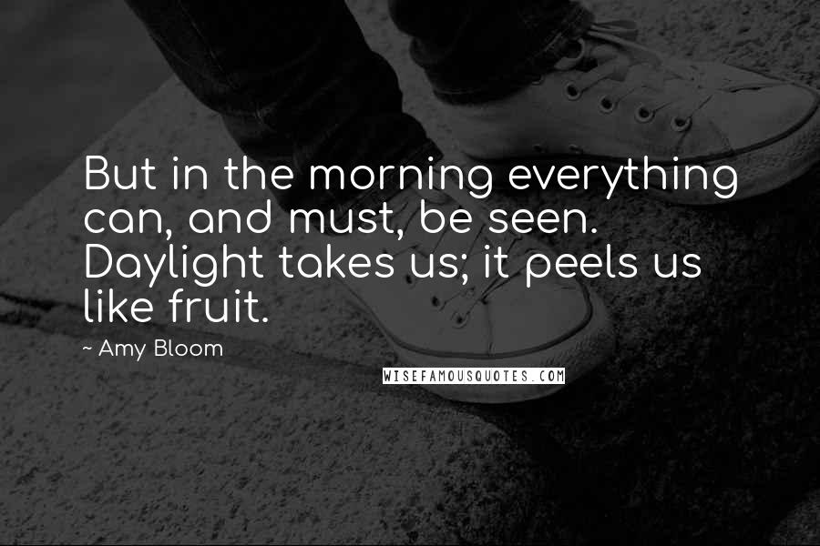 Amy Bloom Quotes: But in the morning everything can, and must, be seen. Daylight takes us; it peels us like fruit.