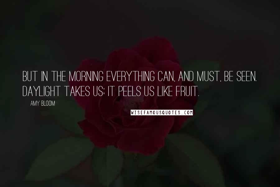 Amy Bloom Quotes: But in the morning everything can, and must, be seen. Daylight takes us; it peels us like fruit.