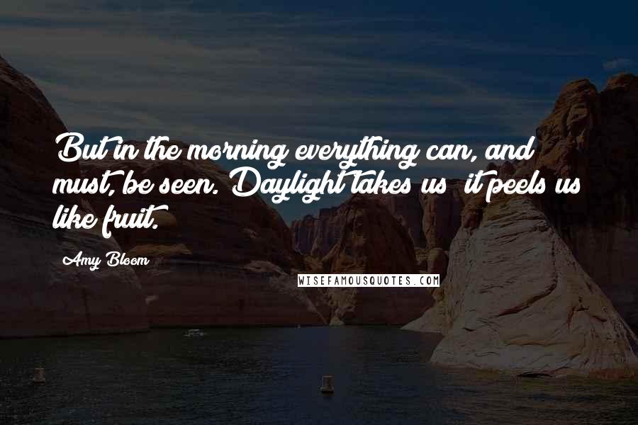 Amy Bloom Quotes: But in the morning everything can, and must, be seen. Daylight takes us; it peels us like fruit.