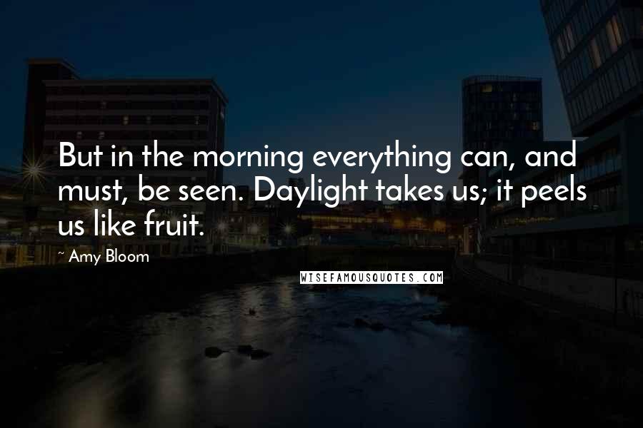 Amy Bloom Quotes: But in the morning everything can, and must, be seen. Daylight takes us; it peels us like fruit.
