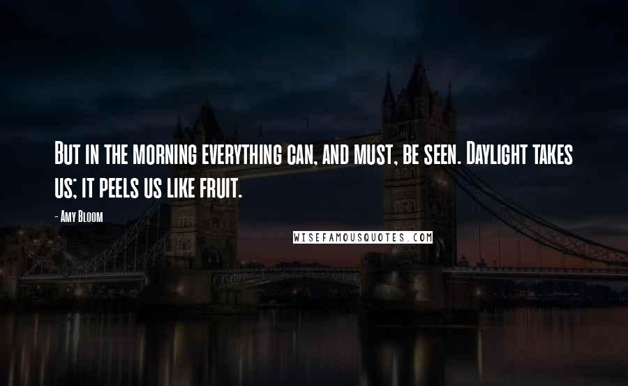 Amy Bloom Quotes: But in the morning everything can, and must, be seen. Daylight takes us; it peels us like fruit.