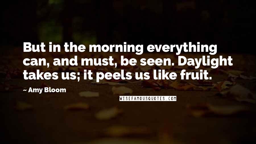 Amy Bloom Quotes: But in the morning everything can, and must, be seen. Daylight takes us; it peels us like fruit.