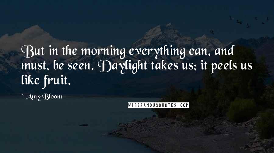 Amy Bloom Quotes: But in the morning everything can, and must, be seen. Daylight takes us; it peels us like fruit.