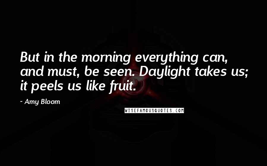Amy Bloom Quotes: But in the morning everything can, and must, be seen. Daylight takes us; it peels us like fruit.