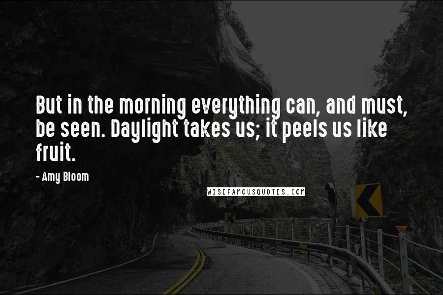 Amy Bloom Quotes: But in the morning everything can, and must, be seen. Daylight takes us; it peels us like fruit.