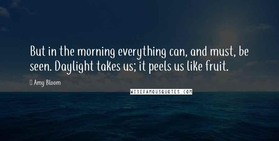 Amy Bloom Quotes: But in the morning everything can, and must, be seen. Daylight takes us; it peels us like fruit.