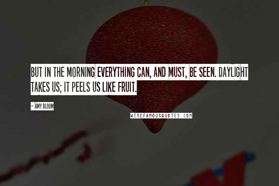 Amy Bloom Quotes: But in the morning everything can, and must, be seen. Daylight takes us; it peels us like fruit.