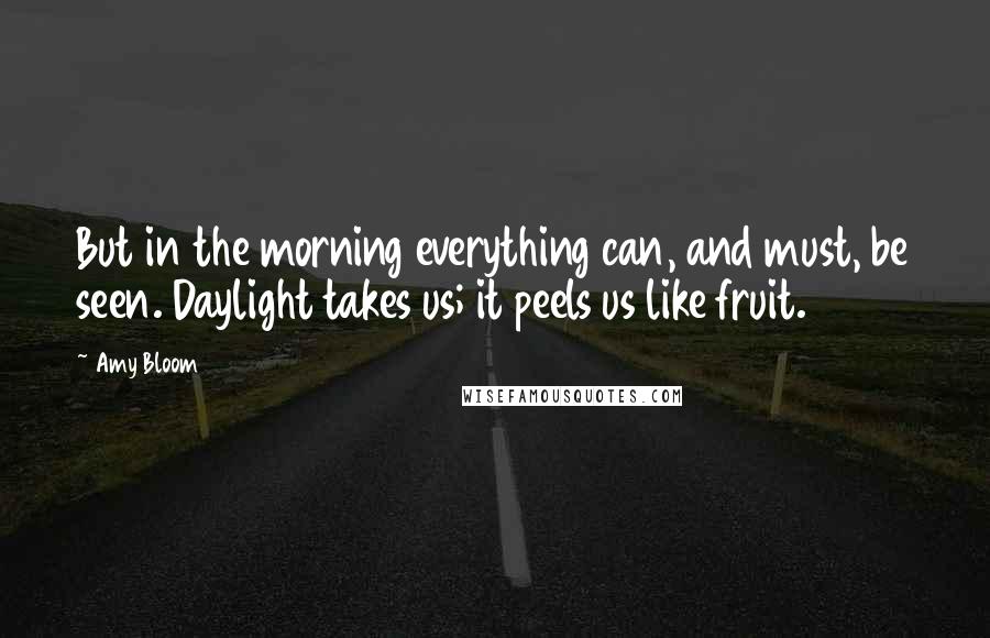 Amy Bloom Quotes: But in the morning everything can, and must, be seen. Daylight takes us; it peels us like fruit.
