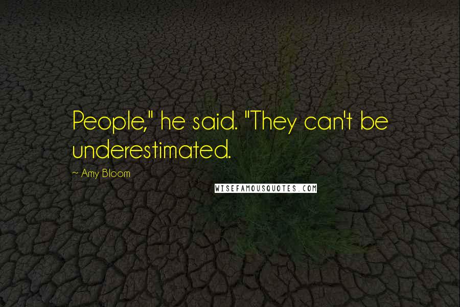 Amy Bloom Quotes: People," he said. "They can't be underestimated.