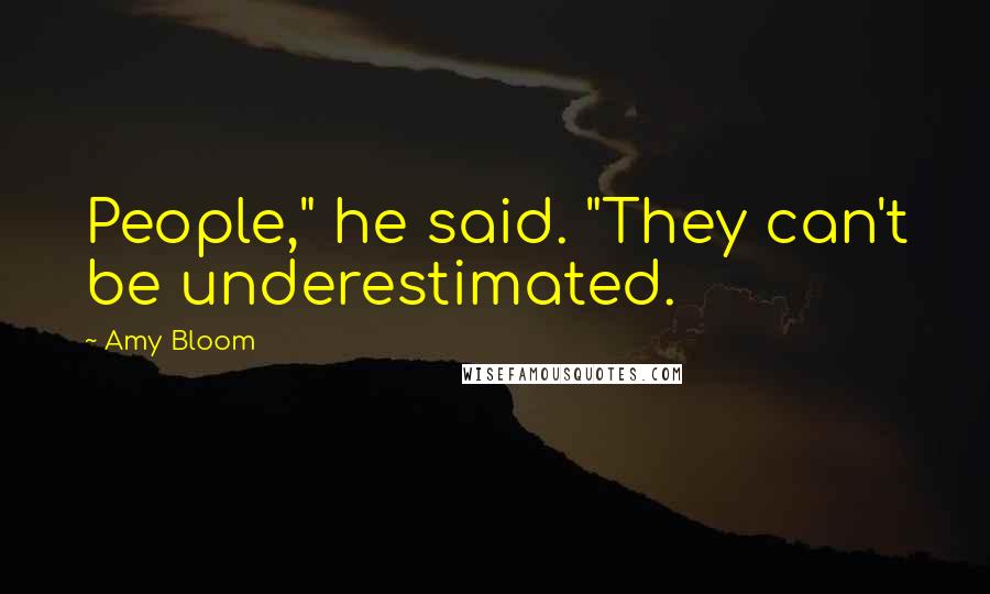 Amy Bloom Quotes: People," he said. "They can't be underestimated.