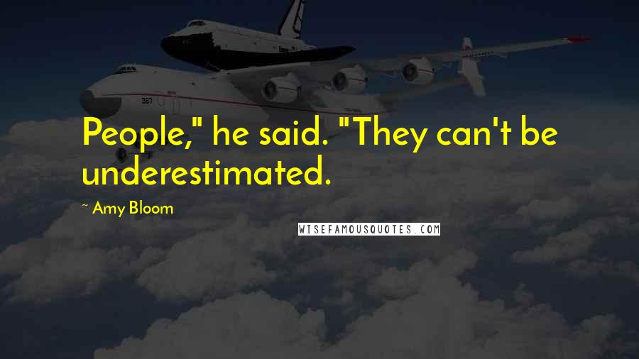 Amy Bloom Quotes: People," he said. "They can't be underestimated.