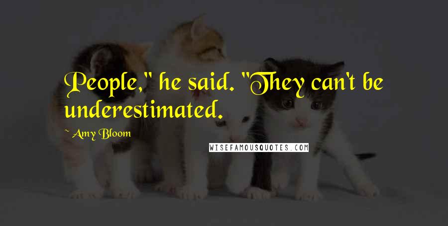 Amy Bloom Quotes: People," he said. "They can't be underestimated.