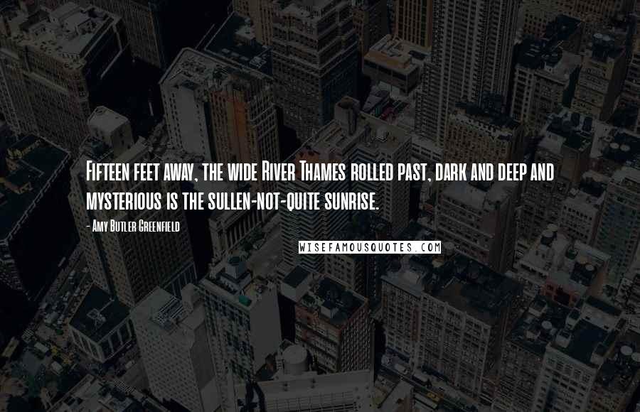 Amy Butler Greenfield Quotes: Fifteen feet away, the wide River Thames rolled past, dark and deep and mysterious is the sullen-not-quite sunrise.