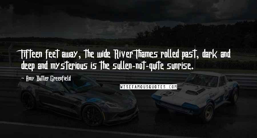 Amy Butler Greenfield Quotes: Fifteen feet away, the wide River Thames rolled past, dark and deep and mysterious is the sullen-not-quite sunrise.