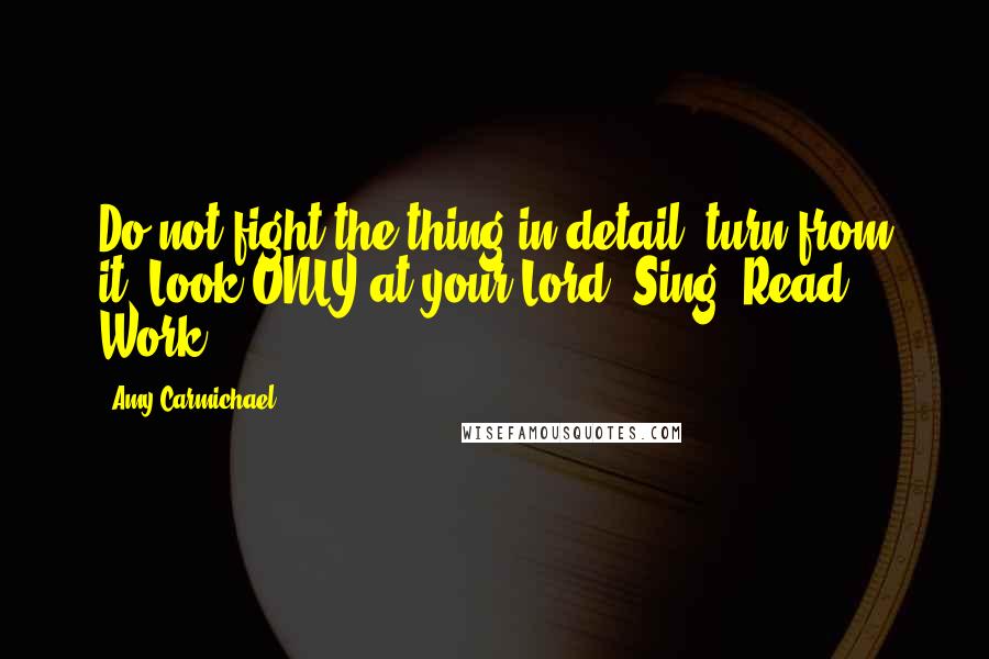 Amy Carmichael Quotes: Do not fight the thing in detail: turn from it. Look ONLY at your Lord. Sing. Read. Work.