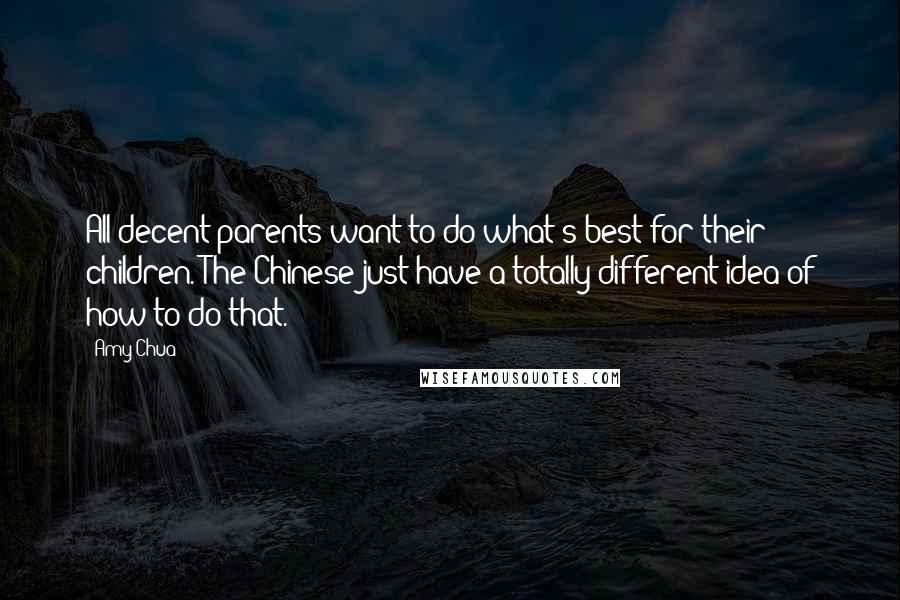 Amy Chua Quotes: All decent parents want to do what's best for their children. The Chinese just have a totally different idea of how to do that.